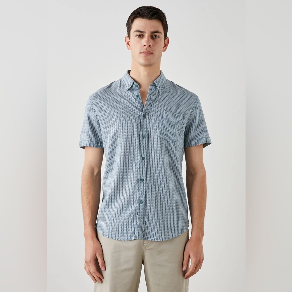 Rails Carson Shirt Fresco Navy Indigo Short Sleeve Buton Down Men Small